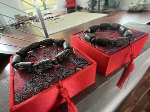 Chinese Agarwood Bracelet 16 mm (1 pair) w/Box AB238 - Picture 1 of 8