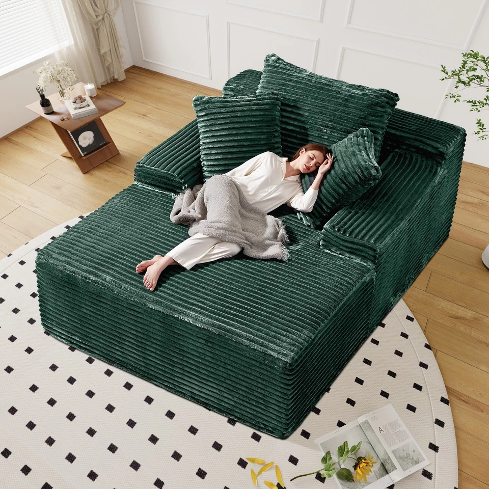 Chaise Lounge Chaise de gran tamaño interior, sofá sin hueso tapizado sofá cama memoria  Foto 1 de 1