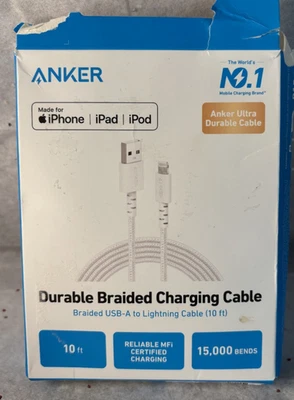 Anker Durable Braided Charging Cable - USB-A to Apple Cable - 10ft - Image 1 of 3