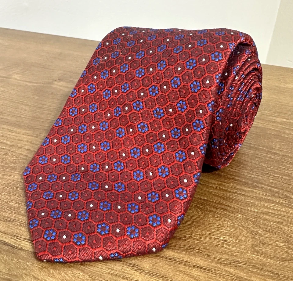 Corbata Gitman Bros 3" Para Hombre Roja Diseñador Seda Texturizada Limpia Geométrica Floral Foto 1 de 4
