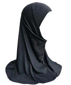 QUALITÄT MÄDCHEN KINDER ISLAM KOPFTUCH UNI SCHAL HIJAB EINTEILER M/L - SCHWARZ  - Bild 1 von 2