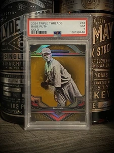 George Herman Babe Ruth PSA 7 BOOKEND 01/99 2024 Gold Triple Threads Near Mint - Bild 1 von 4
