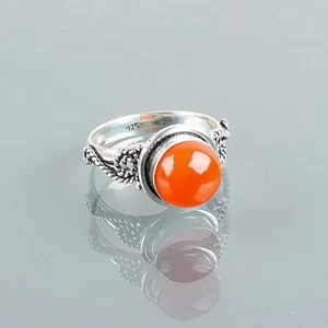 Carnelian Gemstone 925 Sterling Silver Ring Handmade Jewelry Ring For Gift - Picture 1 of 3