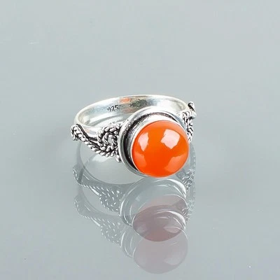 Carnelian Gemstone 925 Sterling Silver Ring Handmade Jewelry Ring For Gift - Image 1 of 3