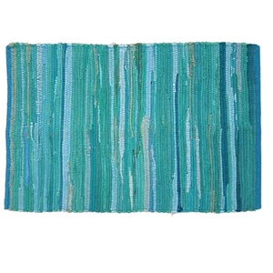 Rug Area Rugs Cotton Teal 2x3 Ft Multicolour Chindi for Livingroom Bedroom Wa... - Picture 1 of 9