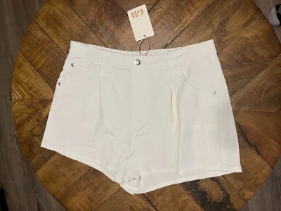 Pantalones cortos de mezclilla plisados de tiro medio GB Juniors, blancos talla 13 (B7) Foto 1 de 4