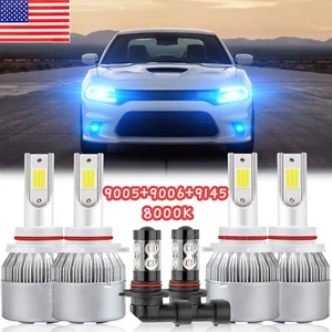 For Dodge Charger 2006 2007 2008 2009 6x 8000K LED Headlights Hi/Lo + Fog Lights - Picture 1 of 12