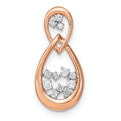 14K Rose Gold Lab Grown VS/SI FGH Dia Double Teardrop Chain Slide Mother Gift - Image 1 of 4