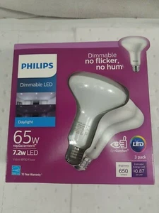 Philips 65-Watt Equivalent BR30 Dimmable 7.2w LED Light Bulb Daylight-3 PACKS-3 - Picture 1 of 3