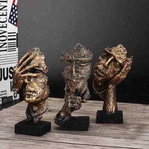 Denkermaske Figur "Das Schweigen ist Gold" Moderne Kunst 16,5 cm - Bild 1 von 21