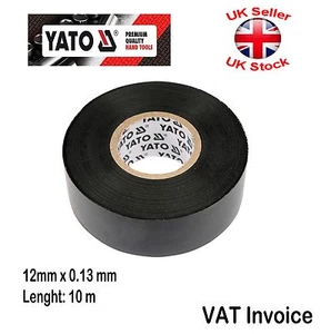 Yato Black PVC Insulation Tape Electrical 12 x 0.13 mm x 10m YT-8152 - Picture 1 of 3
