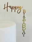 Happy Birthday Gold Mirror Acrylic Cake Topper  Vertical Side Hanging Decoration