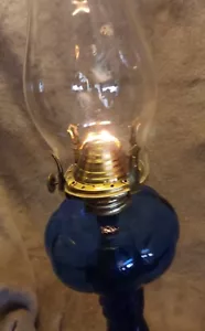 Antique Cobalt Blue Barley Twist Oil Lamp - Picture 1 of 6