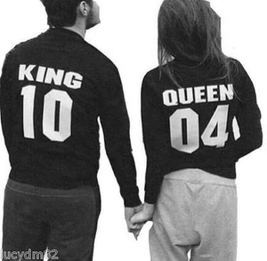 CAMISETA HOMBRE MUJER KING REINA corto NÚMERO PERSONAL San Valentín Boda - Picture 1 of 1