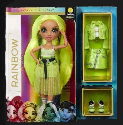 MGA Rainbow High Fashion Doll / Puppe Karma Nichols neon, Serie 2, Surprise NEU