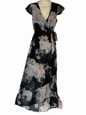 Band of Gypsies Maxi Dress Women Small Black Floral Sheer Cottagecore Moissanite - Image 1 of 4