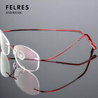 Ultralight Women's Titanium Alloy Rimless Optical Glasses Myopia Glasses Frame 