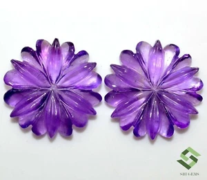 Par de gemas sueltas hechas a mano de piedras preciosas de amatista natural de 29,02 quilates 23x23x4 mm - Imagen 1 de 8