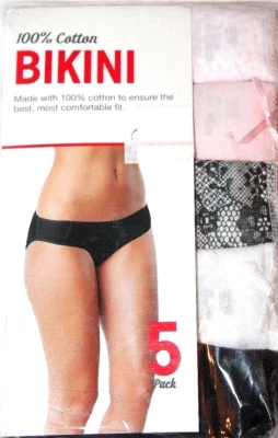 Bikini 100 % algodón para mujer paquete de 5 bragas Asstd ropa interior talla 5 SM (4-6)  Foto 1 de 4