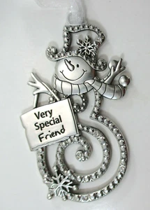 W5 Very special friend SNOWMAN SNOWFLAKE ORNAMENT Ganz - Picture 1 of 4