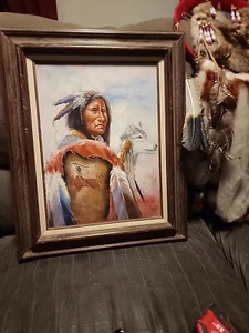 Authentic A. Norman Native American Indian Oil Painting Signed 17" x 21" - Picture 1 of 10