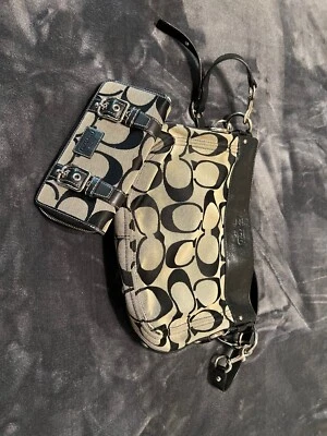 Coach Zoe Hobo Bag Leather F14708 Sky Blue Liner with Matching Change Purse  - Image 1 of 4