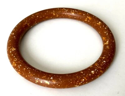 BRACELET Plastique ou Bakelite Pure vintage marbré ton ROUILLE ! état NEUF    - Photo 1/4