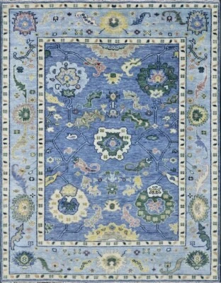 Antique Blue Oushak Contemporary Hand-Knotted Rug to Decor living area Home Rugs - Image 1 of 4