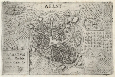 Antique Map "Aelst" (Aalst - Belgium) Francesco Valegio-D. Rascicotti, c.1598 - Image 1 of 2