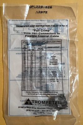 Trompeter UPL220-026 "FULL CRIMP" Connector ~ NEW - Image 1 of 3
