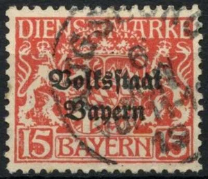 Bavaria 1919-20 SG#O219, 15pf Red Official Optd Used #E8183 - Picture 1 of 1
