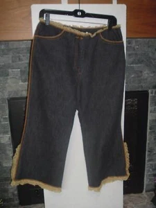 Rare Wide Leg Lace trim stretch jeans, Boho Western Prairie EUC, Y2K Size 28 -29 - Picture 1 of 6