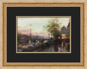 Thomas Kinkade Paris Eiffel Tower Custom Framed Print  - Picture 1 of 2