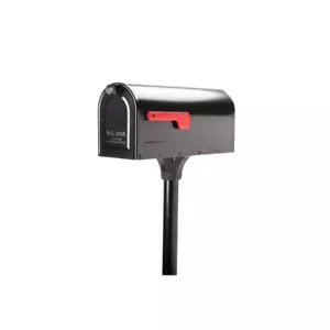 Mailbox & 2 inch In-Ground Steel Post Kit Combo Black with Fluted Mounting Plate - Picture 1 of 12