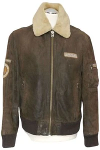 Angelo Litricio Herren Lederjacke Blouson S braun leicht gefüttert Kapuze Leder - Bild 1 von 5