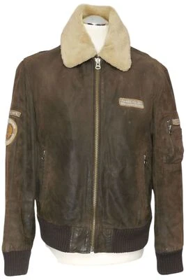 Angelo Litricio Herren Lederjacke Blouson S braun leicht gefüttert Kapuze Leder - Bild 1 von 4