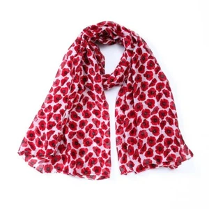 NEW Poppy Print Mini Poppy Scarf Women Fashion Soft Lightweight Scarves Shawl - Picture 1 of 9