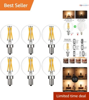 E12 LED Dimmable Globe Bulb 6W 600lm Warm White Vintage Chandelier Ceiling Fan - Image 1 of 4