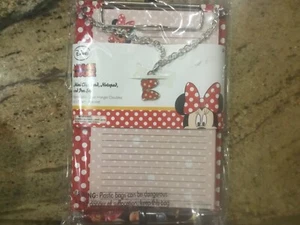 Disney Minnie Mouse Clipboard Notepad pen chain hanger doubles charm bracelet - Picture 1 of 2