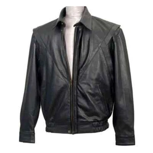 David Hasselhoff Michael Knight Rider Genuine Leather Jacket Bomber Black Jacket - Picture 1 of 4