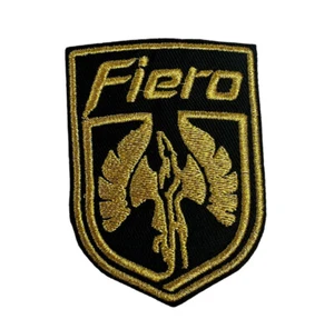 Pontiac Fiero 2.25"x3" Embroidered Metallic Gold Iron-On Patch - Picture 1 of 2