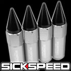 Sickspeed 4 Pc Polished/Black Spiked Aluminum Extended Tuner Lug Nuts 1/2X20 N25