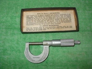MICRÓMETRO NACIONAL DE COLECCIÓN Nº102 = 0"- 1" HERRAMIENTA DE MAQUINISTA CON HOJA INFORMATIVA EE. UU. - Imagen 1 de 6