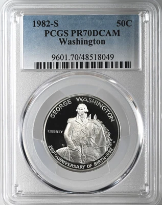 1982-S 50C WASHINGTON "SILVER" PROOF HALF DOLLAR COMMEM PCGS PR70 DCAM #48518049 - Image 1 of 4
