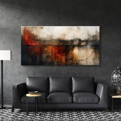 Large Abstract Canvas Painting, Textured Canvas wall art, Framed, Signed - Image 1 of 4