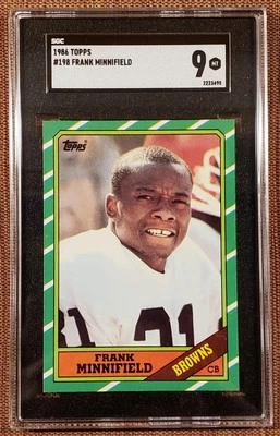 1986 Topps #198 Frank Minnifield Cleveland Browns Rookie Football Card SGC 9 RC - Image 1 of 2