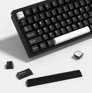 GMK-Style WOB (White on Black) Keycaps Double Shot PBT  Cherry Profile - Bild 1 von 2