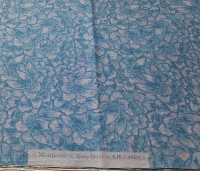 1 3/4 Yd Monticello by Jinny Beyer RJR Fabrics Blue Purple Floral Blender Cotton - Image 1 of 3