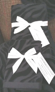 Mi Casa Portugal 4 pc ZEBRA HAND & TIP TOWELS LUXURY animal Black textured NEW - Picture 1 of 24