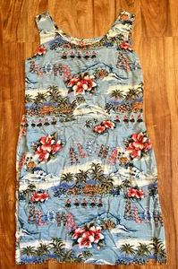 HILO HATTIE Abito Tropicale Blu Hawaiano Aloha Donna - Taglia Media - Foto 1 di 5